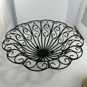 Black Wrought Iron Wire Decorative Fruit Bowl Footed Unique